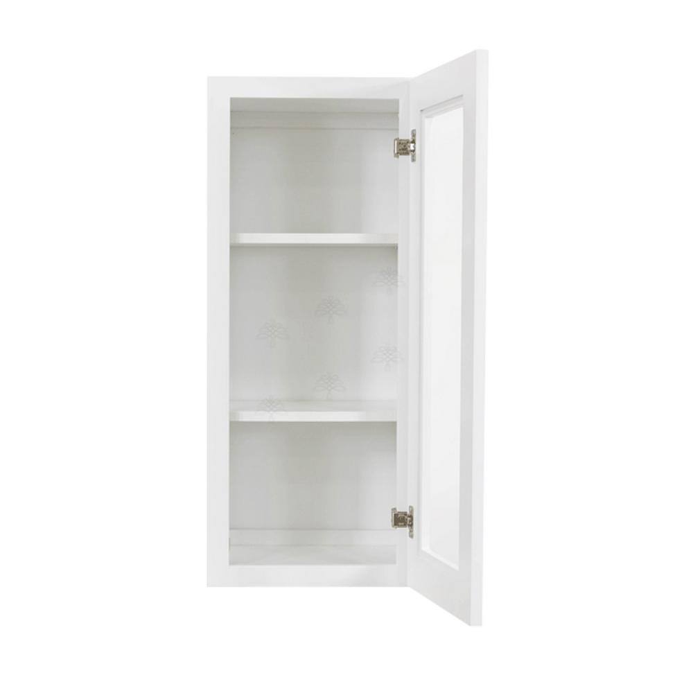 LIFEART CABINETRY Lancaster White Plywood Shaker Stock Assembled Wall Glass Door Kitchen Cabinet 12 in. W 30 in. H x 12 in. D