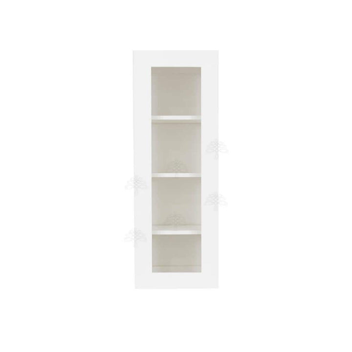 LIFEART CABINETRY Lancaster White Plywood Shaker Stock Assembled Wall Glass Door Kitchen Cabinet 18 in. W x 42 in. H x 12 in. D