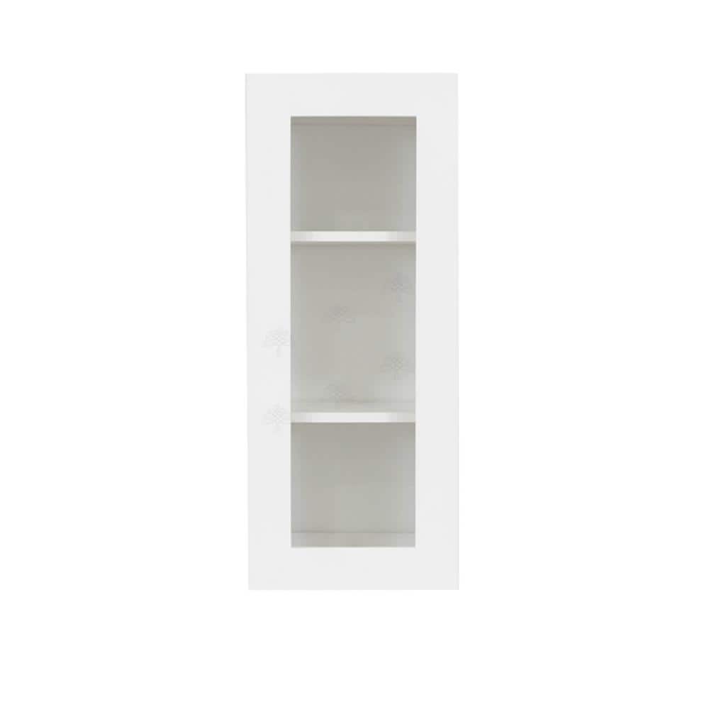LIFEART CABINETRY Lancaster White Plywood Shaker Stock Assembled Wall Glass Door Kitchen Cabinet 21 in. W x 36 in. H x 12 in. D