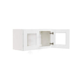 LIFEART CABINETRY Lancaster White Plywood Shaker Stock Assembled Wall Glass Door Kitchen Cabinet 30 in. W x 18 in. H x 12 in. D