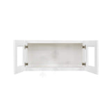 LIFEART CABINETRY Lancaster White Plywood Shaker Stock Assembled Wall Glass Door Kitchen Cabinet 30 in. W x 18 in. H x 12 in. D