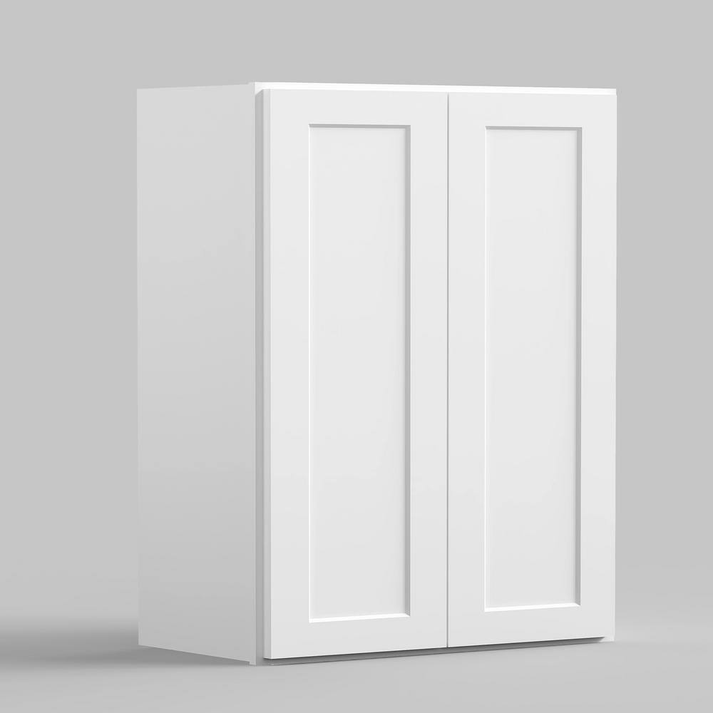 24 in W x 12 in D x 36 in H in Shaker White Plywood Ready to Assemble Kitchen Wall Cabinet with Doors and Shelves