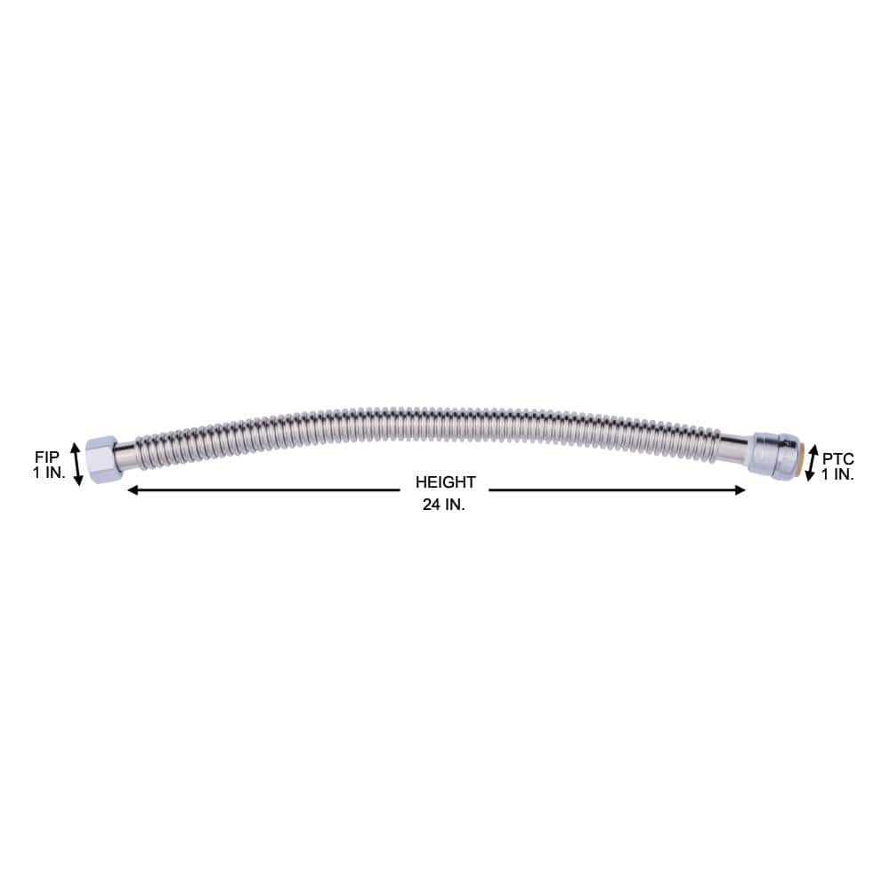 SharkBite 1 in. Push-to-Connect x 1 in. FIP x 24 in. Corrugated Stainless Steel Water Softener Connector