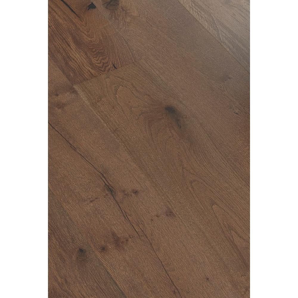 ASPEN FLOORING Sharkfin White Oak 9/16 in. T x 8.66 in. W Tongue and Groove Wire Brushed Engineered Hardwood Flooring (23.31 sqft/case)