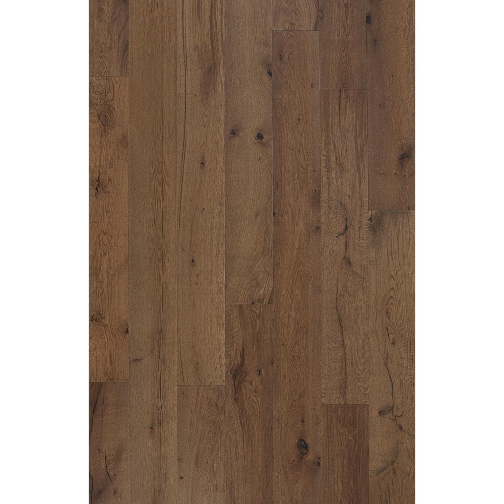 ASPEN FLOORING Sharkfin White Oak 9/16 in. T x 8.66 in. W Tongue and Groove Wire Brushed Engineered Hardwood Flooring (23.31 sqft/case)