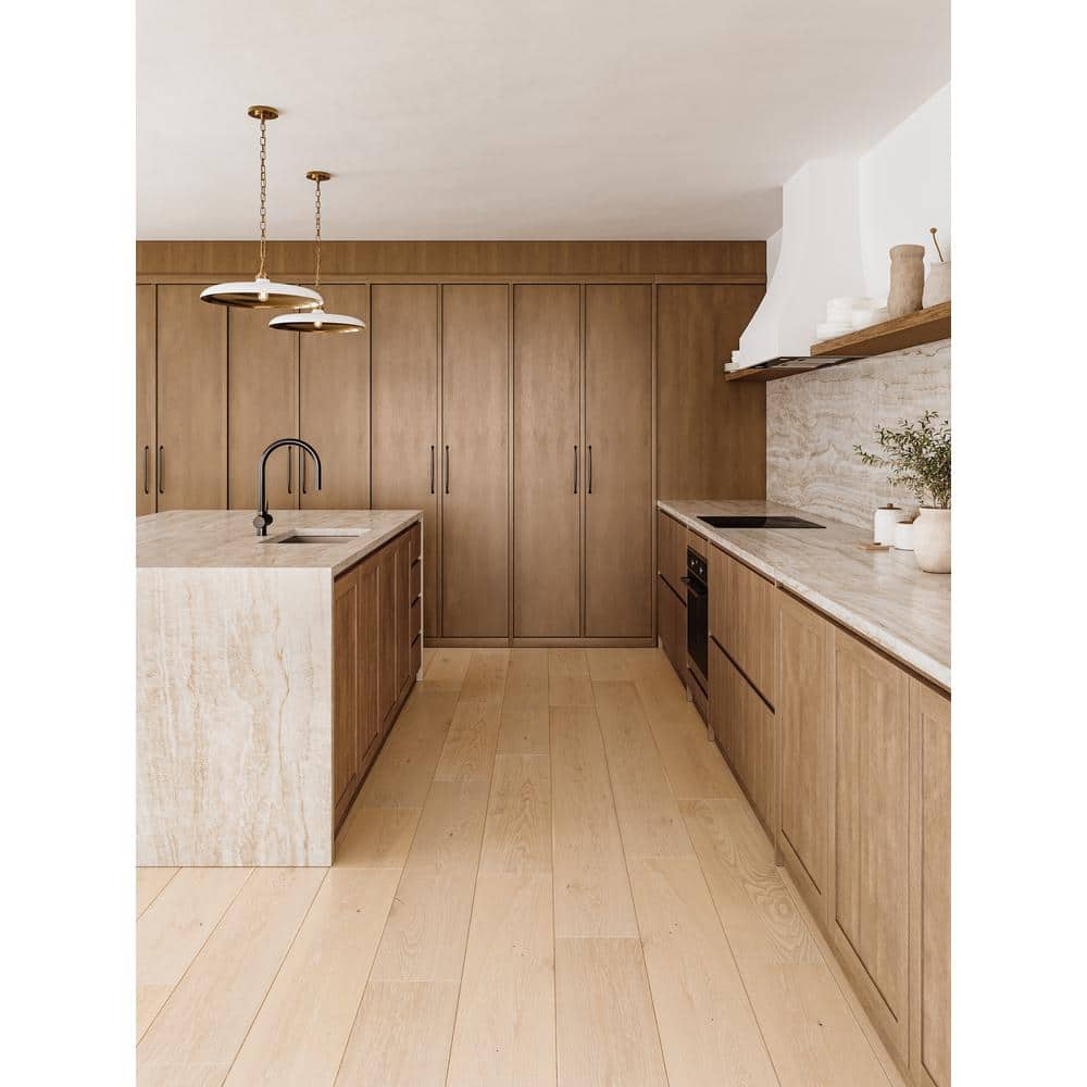 Bedrosians Laguna French Oak Shell 0.16 in. T x 9.5 in. W Click-Lock Wire Brushed Engineered Hardwood Flooring (28.41 sq. ft./ctn)