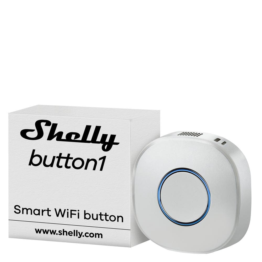 Shelly Button 1 White, Wi-Fi Action and Scenes Activation Button, Home Automation, Remotely Control and ON/OFF Devices