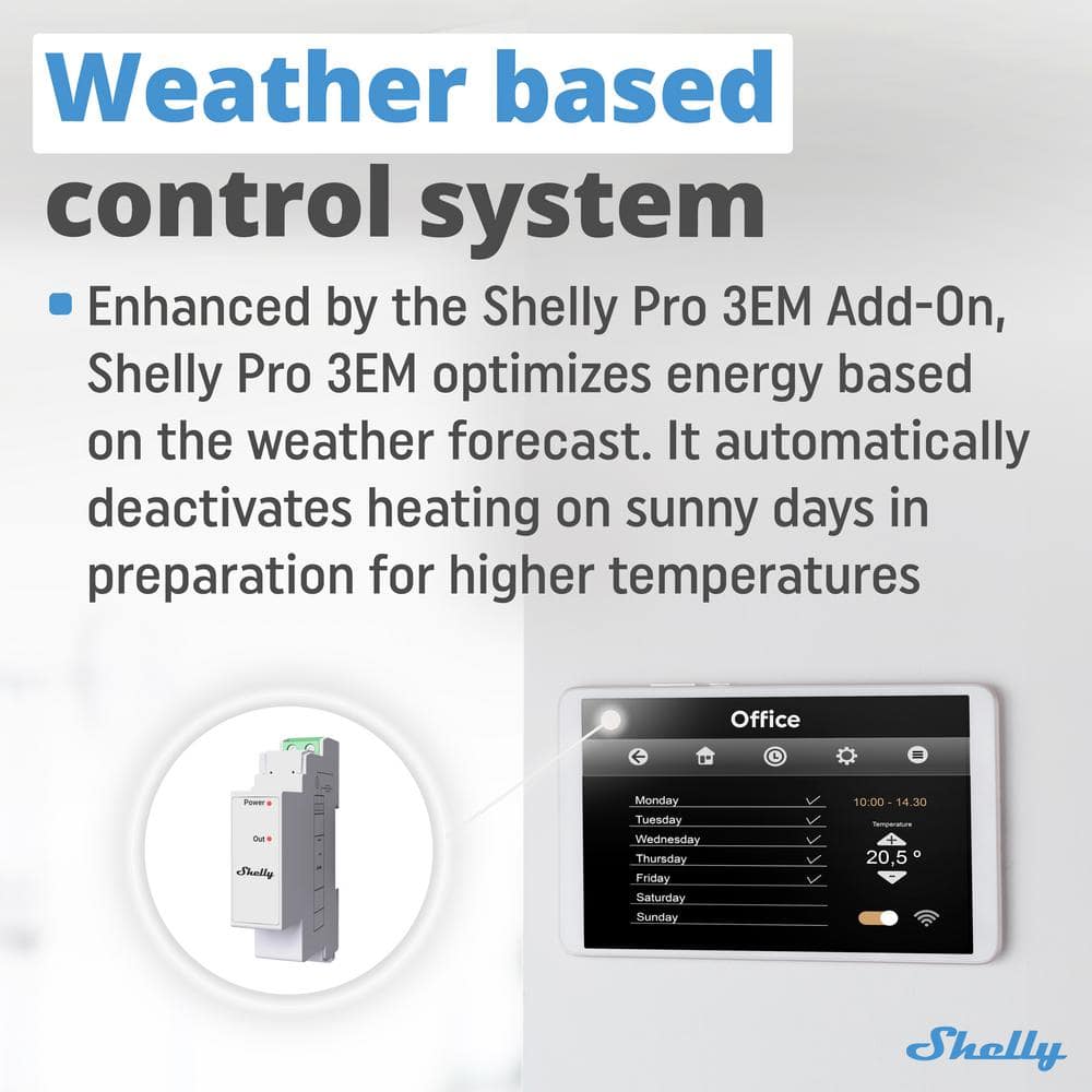 Shelly Pro 3EM Switch Add-On, Add-On For Shelly Pro 3EM, Dry Contacts, DIN Rail Mounting, Solar Panels, Wind Turbines
