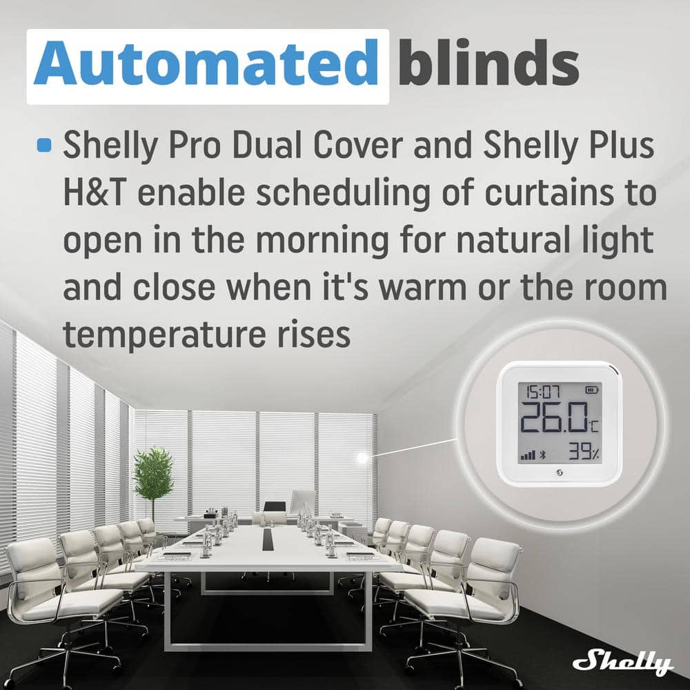 Shelly Pro Dual Cover/Shutter PM, LAN, Wi-Fi and Bluetooth, Professional DIN Rail Smart Controller With 2 Covers, 16A Each