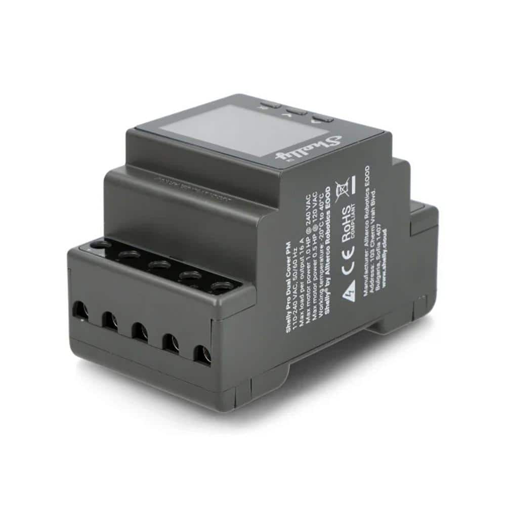 Shelly Pro Dual Cover/Shutter PM, LAN, Wi-Fi and Bluetooth, Professional DIN Rail Smart Controller With 2 Covers, 16A Each