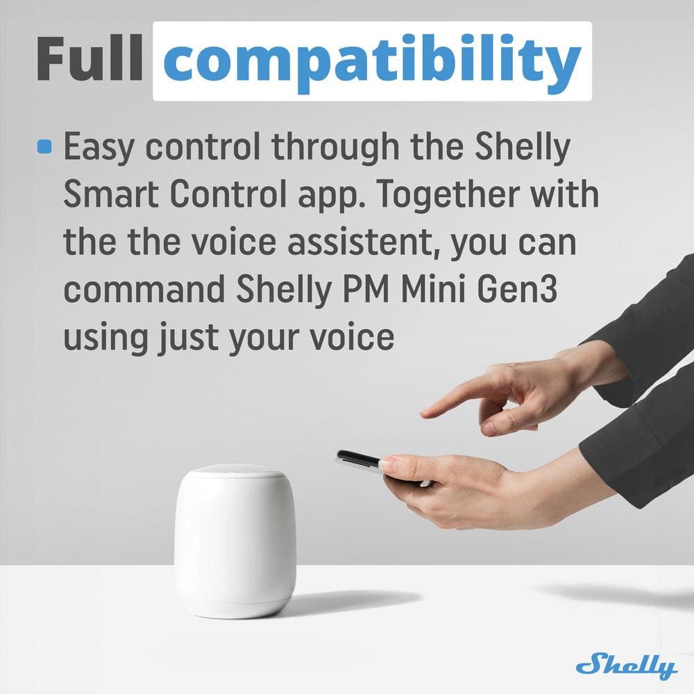 Shelly PM Mini Gen 3, WiFi and Bluetooth Smart Power Meter 1 Channel 16A, Home Automation, Smart Schedules (2-Pack)