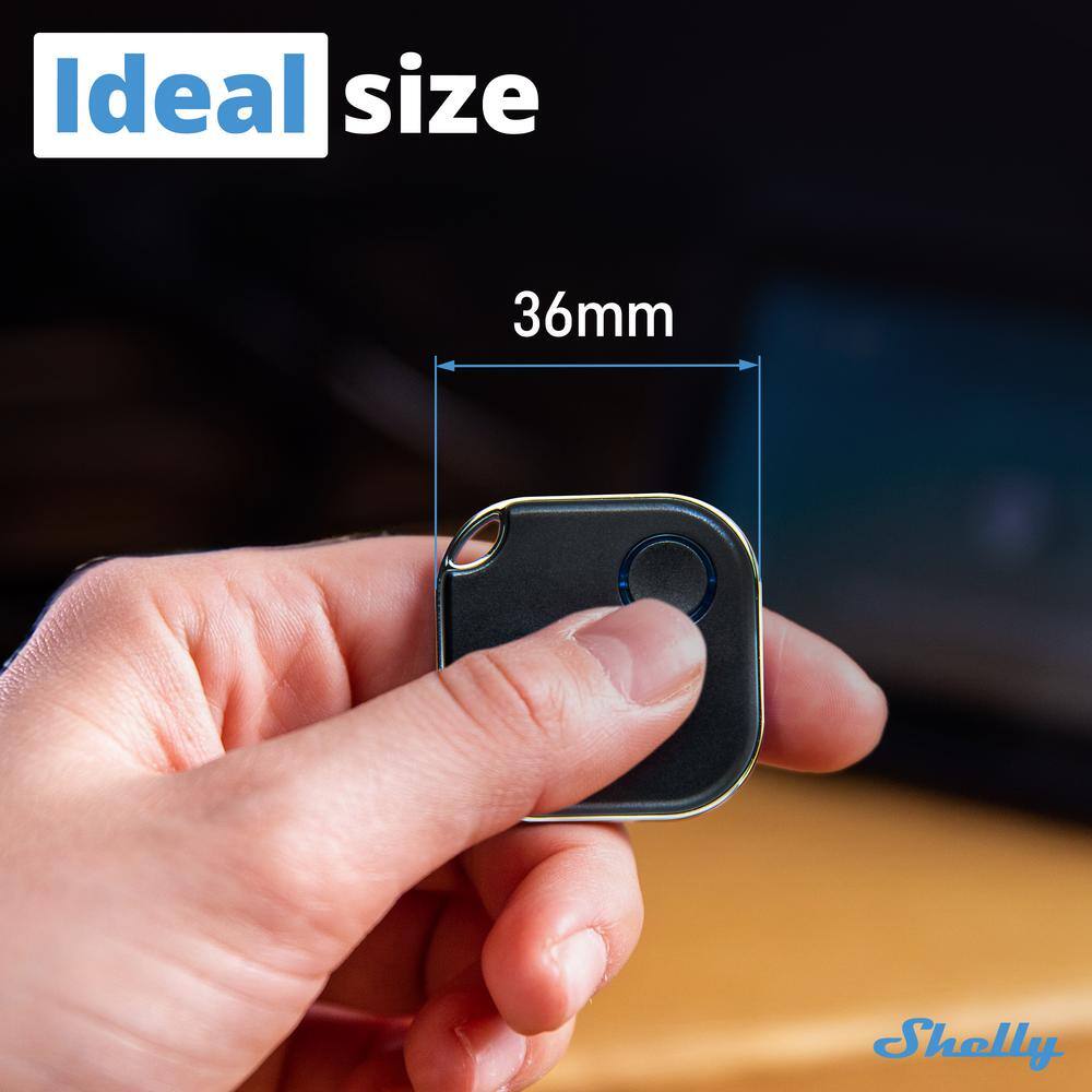 Shelly BLU Button1 Black, Bluetooth Controlled Action and Scene Activation Button, Long Range Multi-Click Trigger (Pack of 2)