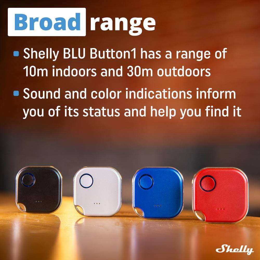 Shelly BLU Button1 Black, Bluetooth Controlled Action and Scene Activation Button, Long Range Multi-Click Trigger (Pack of 2)