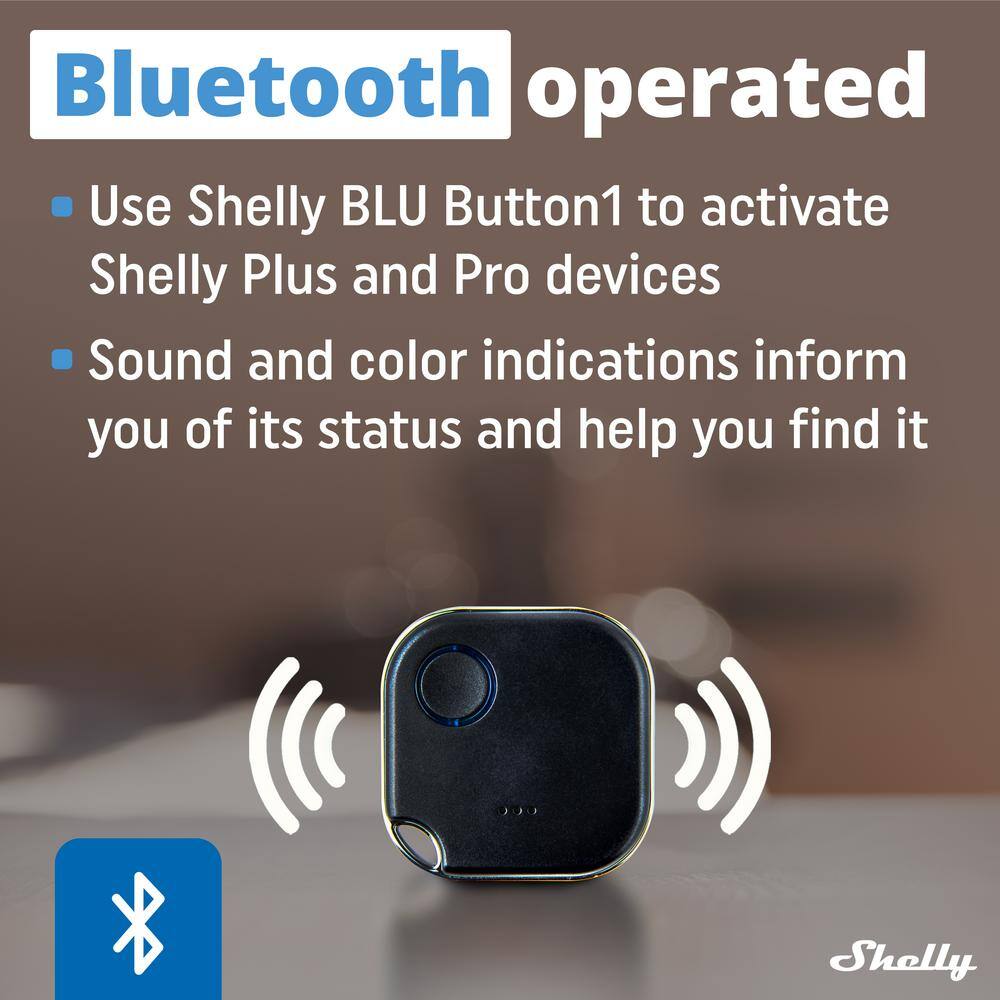 Shelly BLU Button1 Black, Bluetooth Controlled Action and Scene Activation Button, Long Range Multi-Click Trigger (Pack of 2)