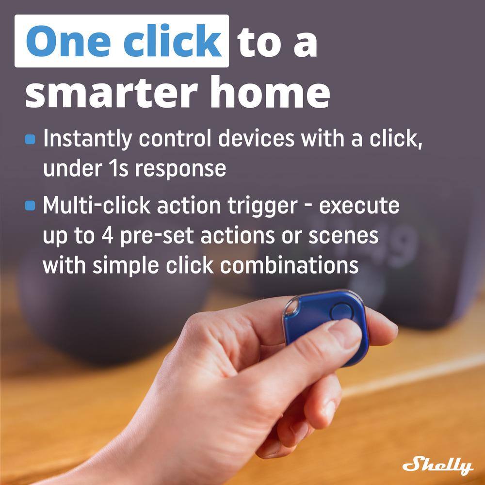 Shelly BLU Button1 Blue, Bluetooth Controlled Action and Scene Activation Button, Long Range Multi-Click Trigger (Pack of 2)