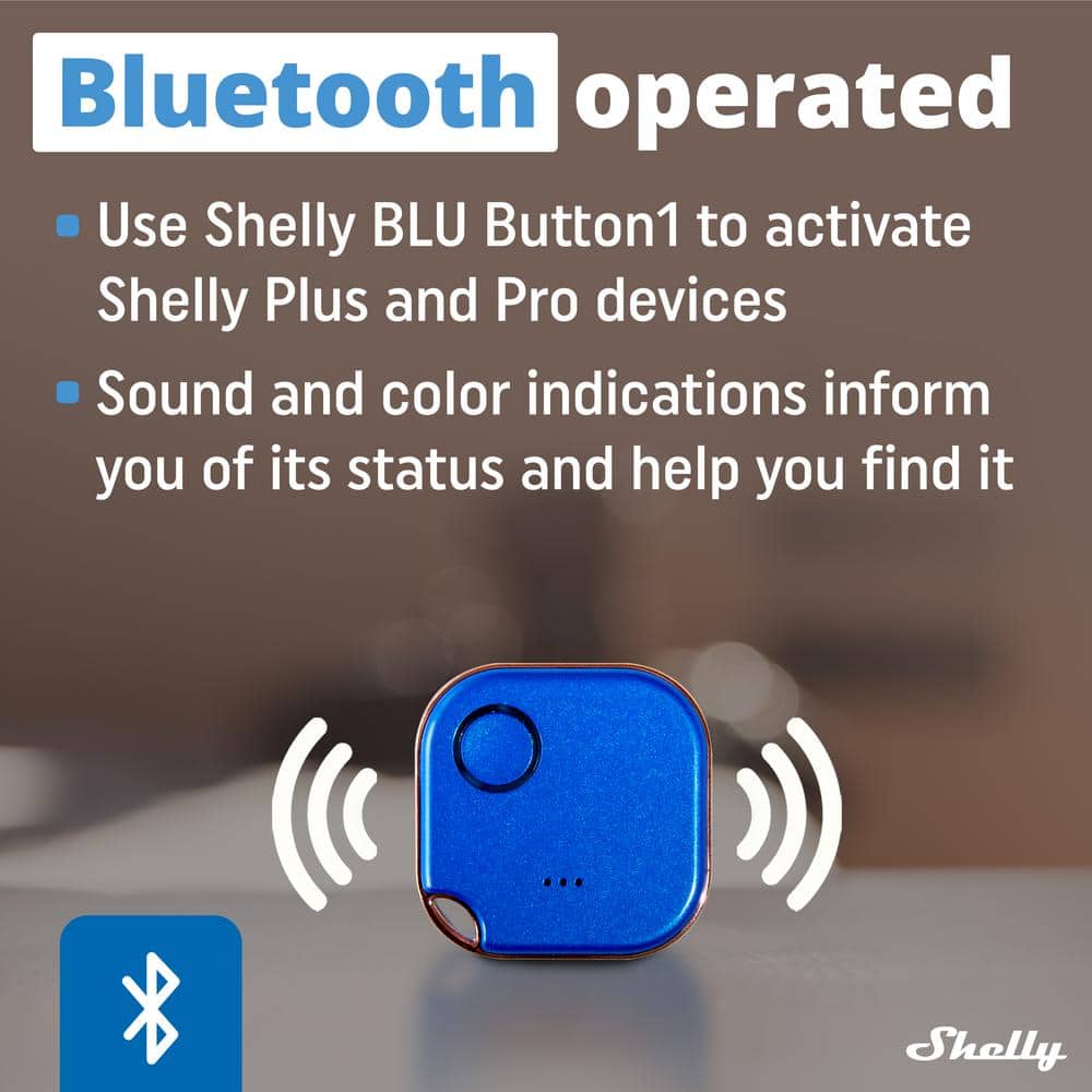 Shelly BLU Button1 Blue, Bluetooth Controlled Action and Scene Activation Button, Long Range Multi-Click Trigger (Pack of 2)