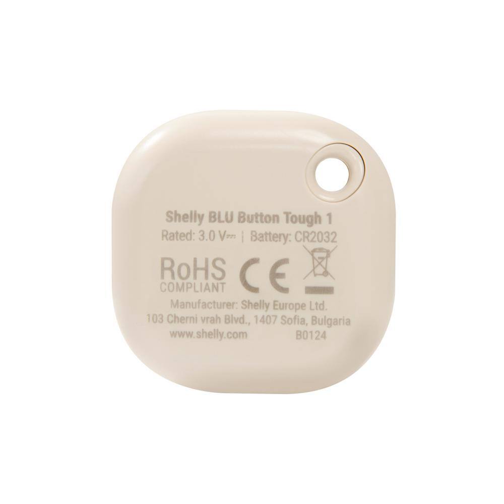 Shelly BLU Button Tough 1 (2 pack) Ivory, Remote Control Action and Scene Activation Button, Shock, Splash and dust-resilient