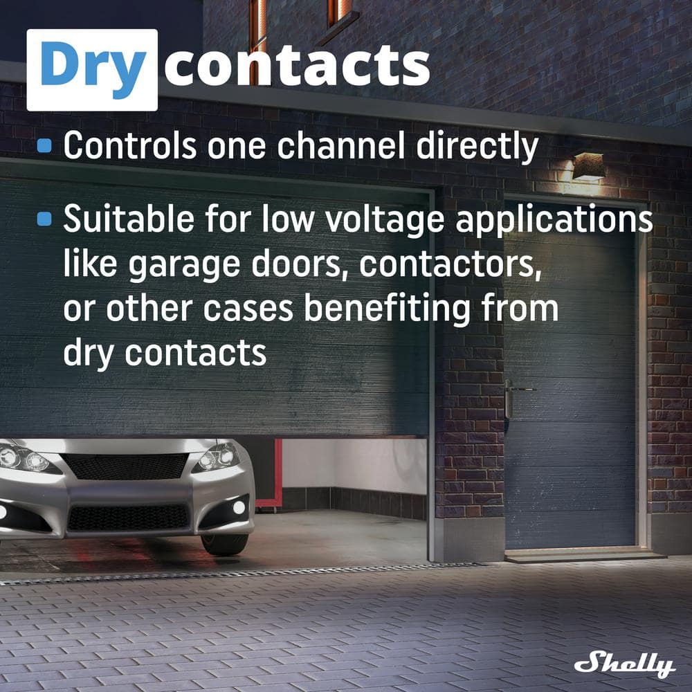 Shelly Plus 1 UL, 15A, WiFi and Bluetooth Smart Relay Switch with Dry Contacts, DIY Remote Control, Garage Door Opener