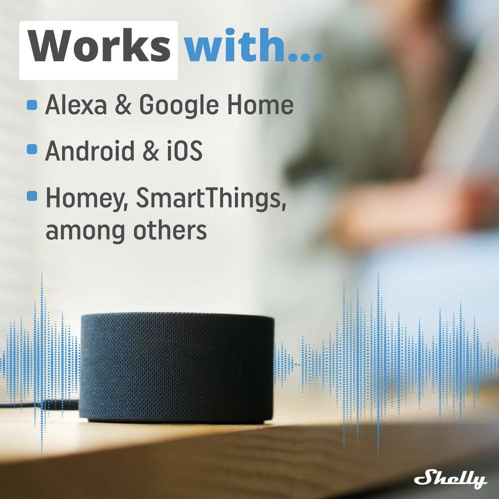 Shelly Plus 1 UL, 15A, WiFi and Bluetooth Smart Relay Switch with Dry Contacts, DIY Remote Control, Garage Door Opener