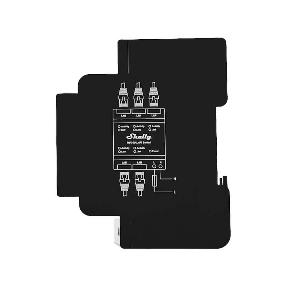 Shelly LAN Switch, 5 Port RJ45 10/100 Mbps Fast Ethernet Switch, DIN-Mountable, Fanless, Plug and Play, Energy-Saving