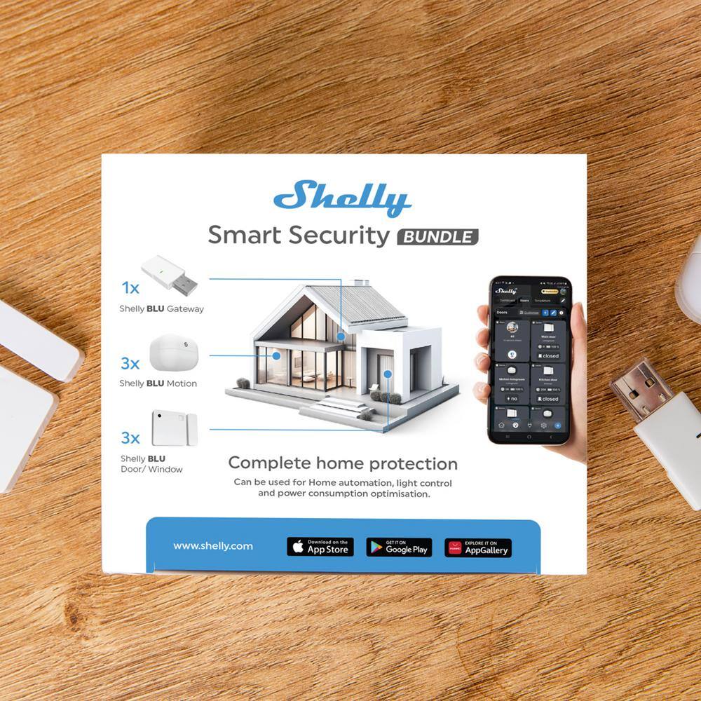 Shelly Smart Security Bundle, Bluetooth Devices, Home Automation, Customized Alarm Zones, Automation Scenarios