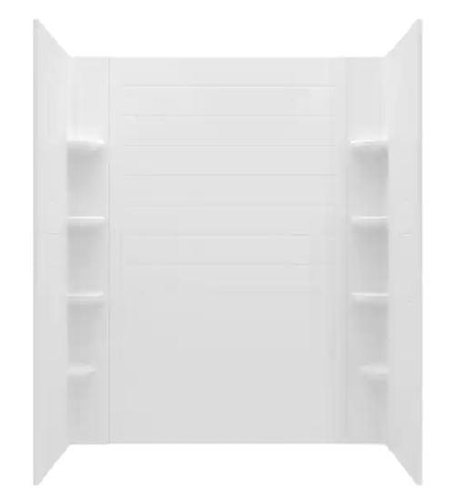 Ovation Curve 60 in. W x 72 in. H 3-Piece Glue Up Alcove Subway Tile Shower Walls in Arctic White - Super Arbor