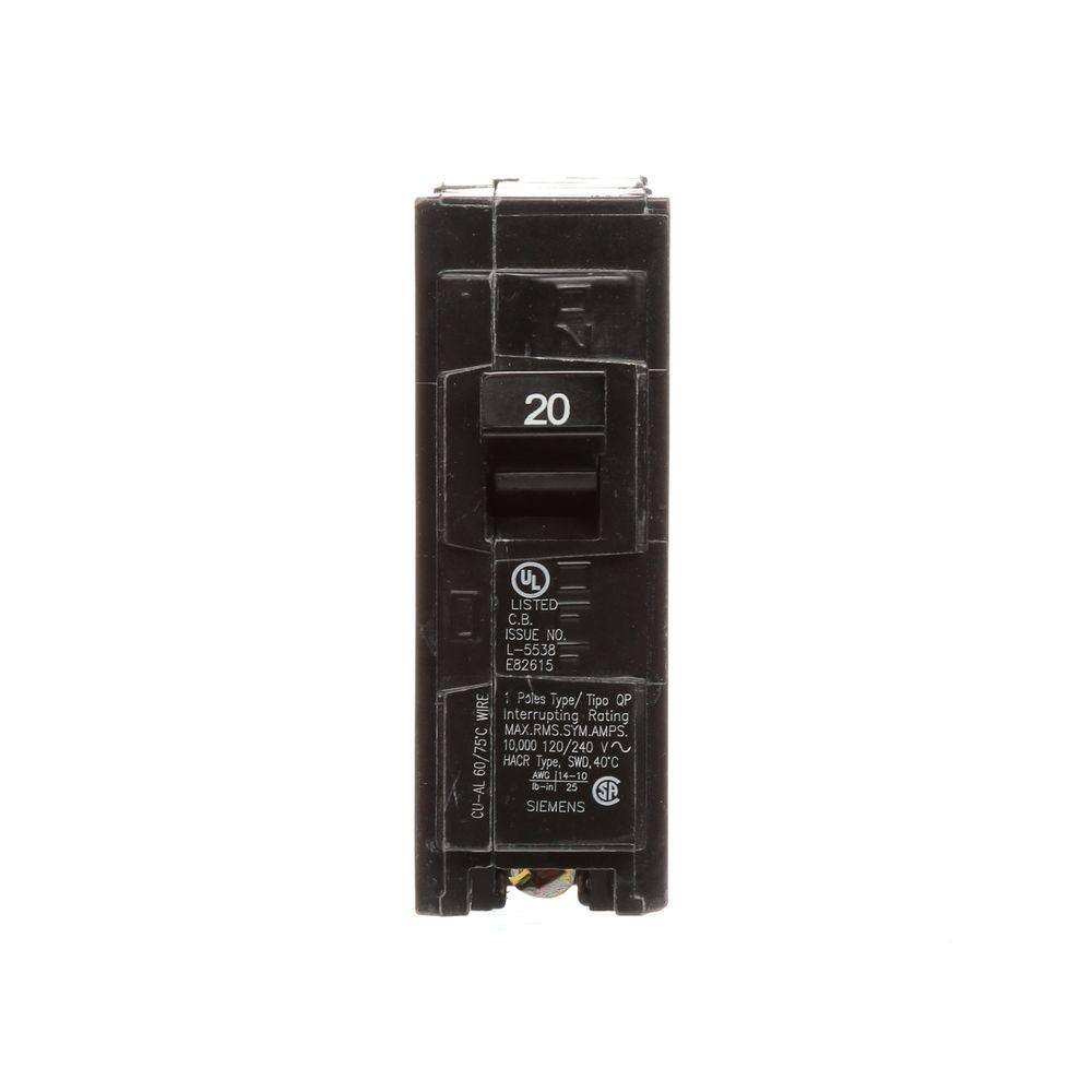 Siemens 15 Amp Single Pole (12-Pack) and 20 Amp Single Pole (24-Pack) Circuit Breakers