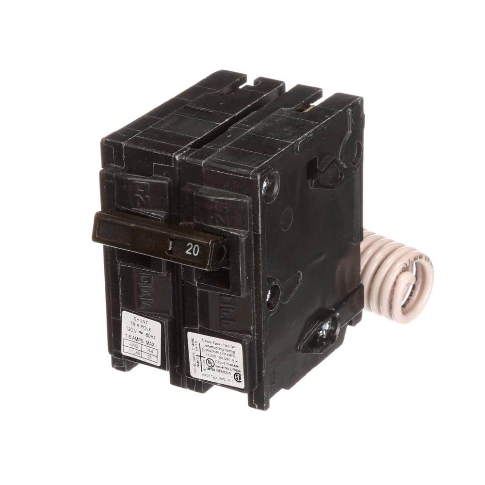 Siemens 20 Amp 1-Pole 10 kA Type QP with Shunt Trip Circuit Breaker