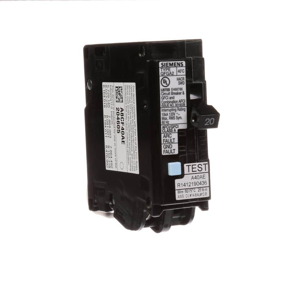 Siemens 20 Amp AFCI/GFCI Dual Function Circuit Breaker