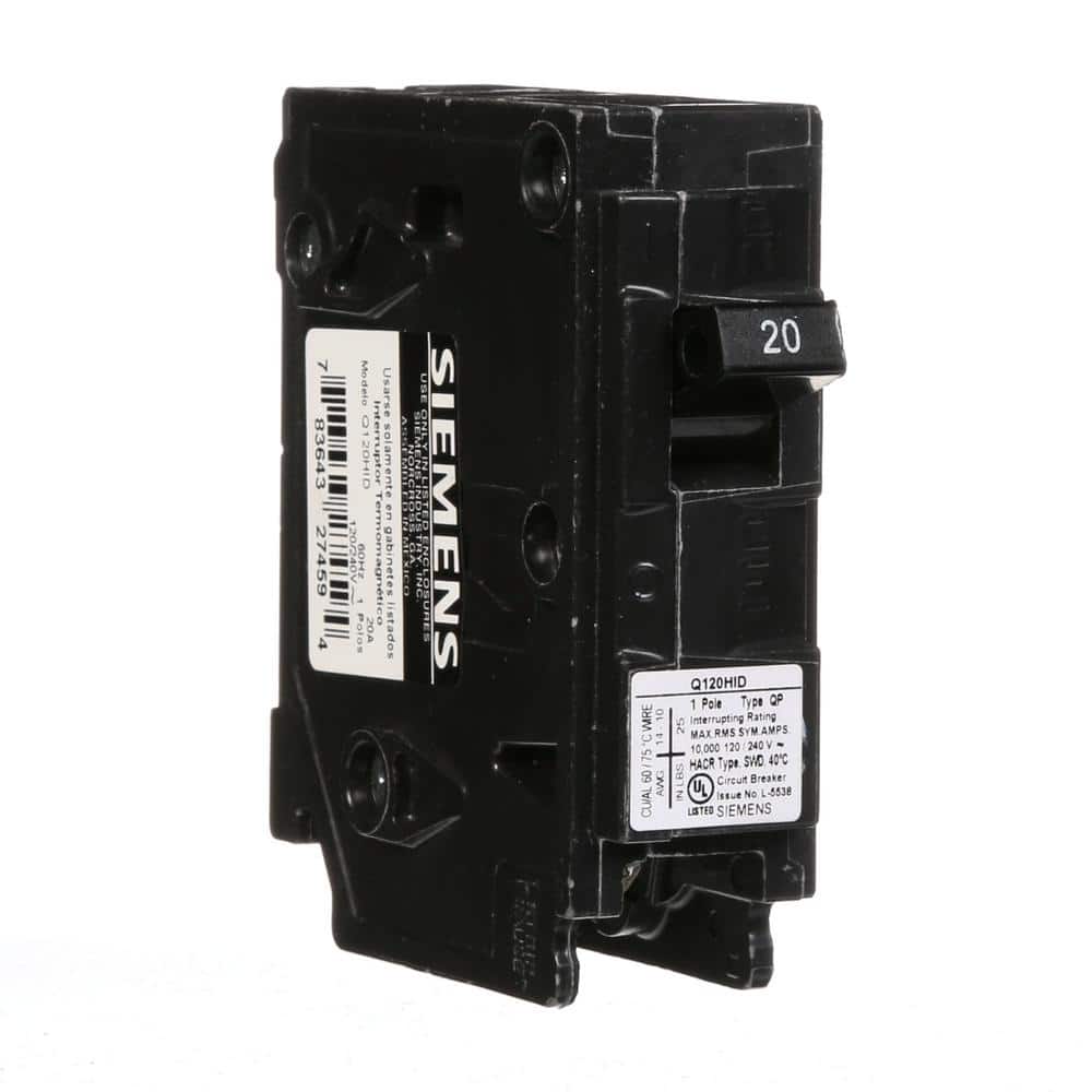 Siemens 20 Amp Single-Pole Type QP Circuit Breaker For Use With HID Lighting