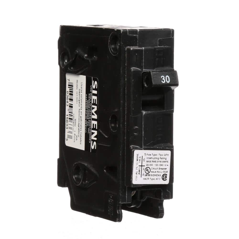 Siemens 30 Amp 1-Pole 22 kA Type QPH Circuit Breaker
