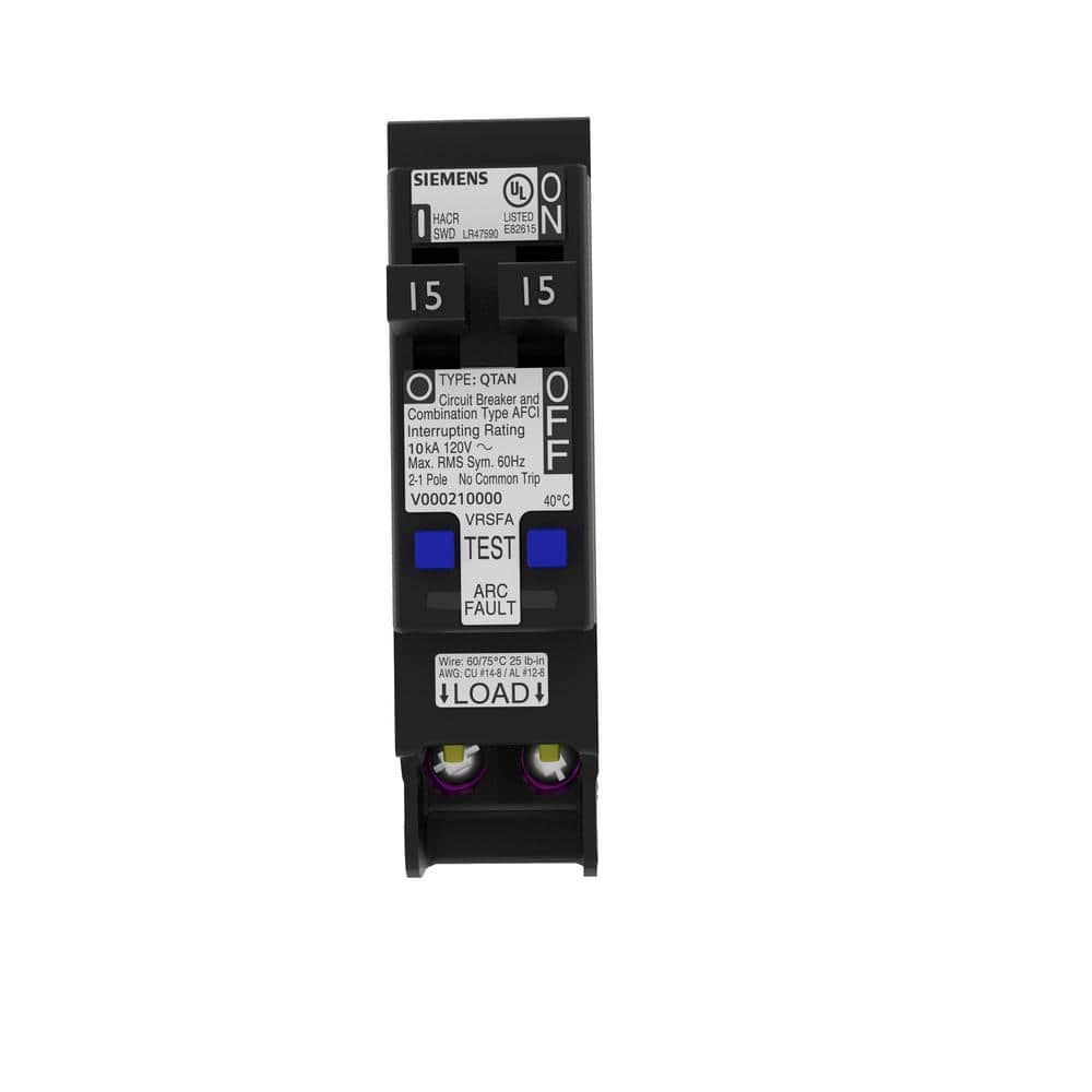 Siemens 15 Amp 120-Volt 1-Pole Tandem CAFCI Type QTAN Circuit Breaker
