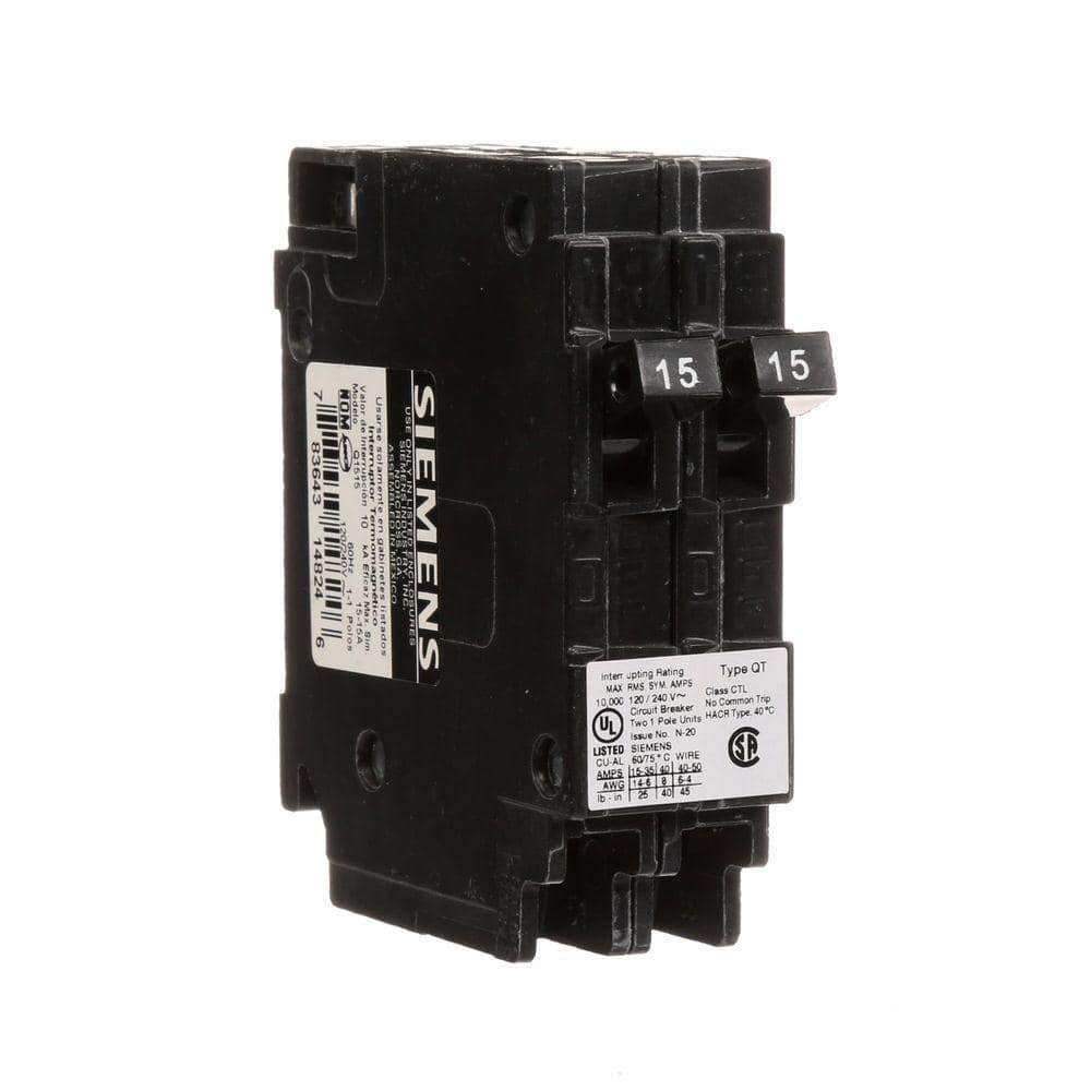 Siemens 15 Amp Tandem Single Pole Type QT Circuit Breaker
