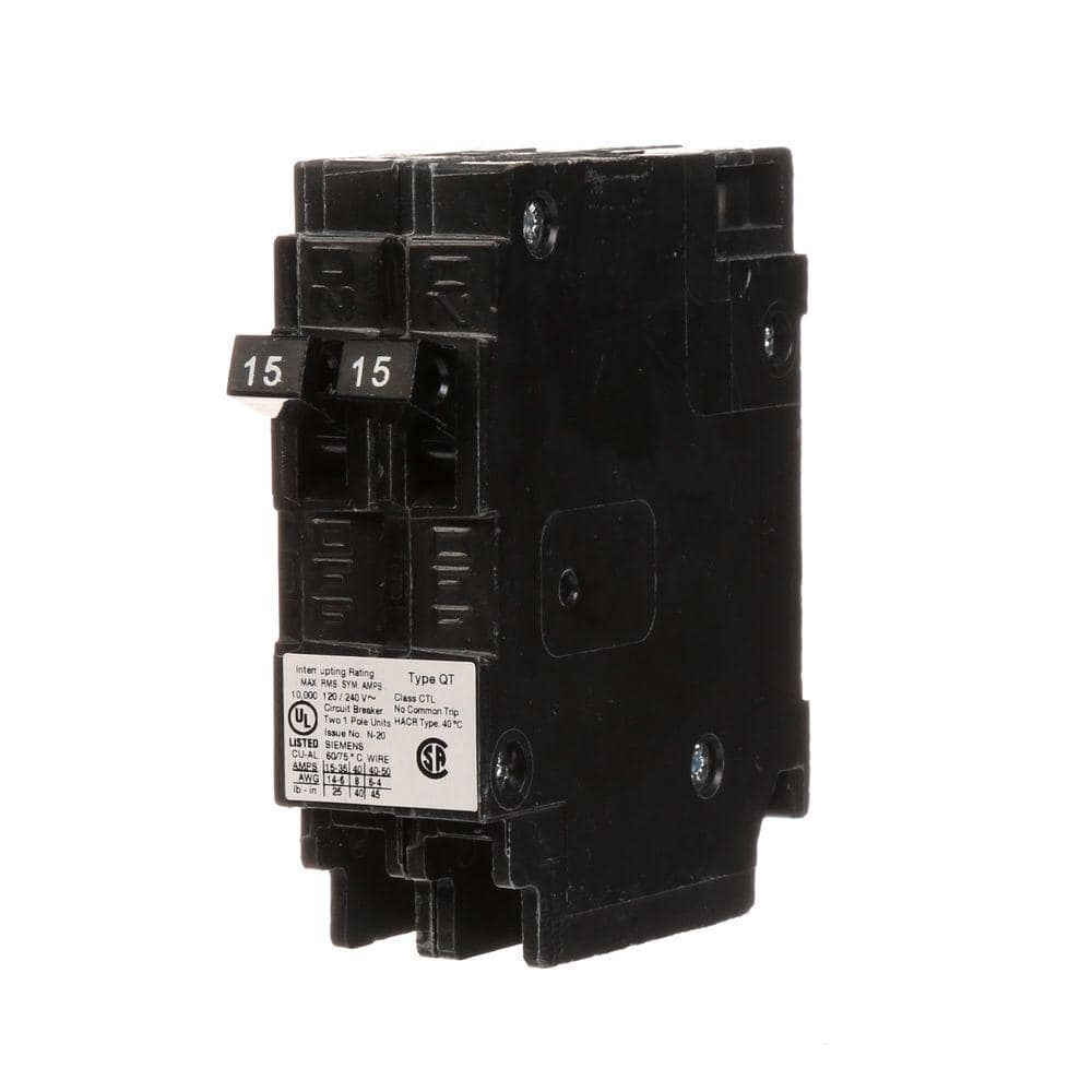 Siemens 15 Amp Tandem Single Pole Type QT Circuit Breaker
