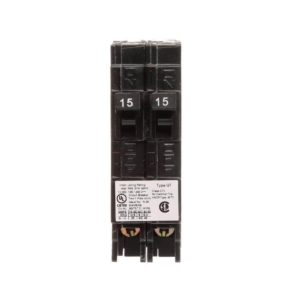 Siemens 15 Amp Tandem Single Pole Type QT Circuit Breaker