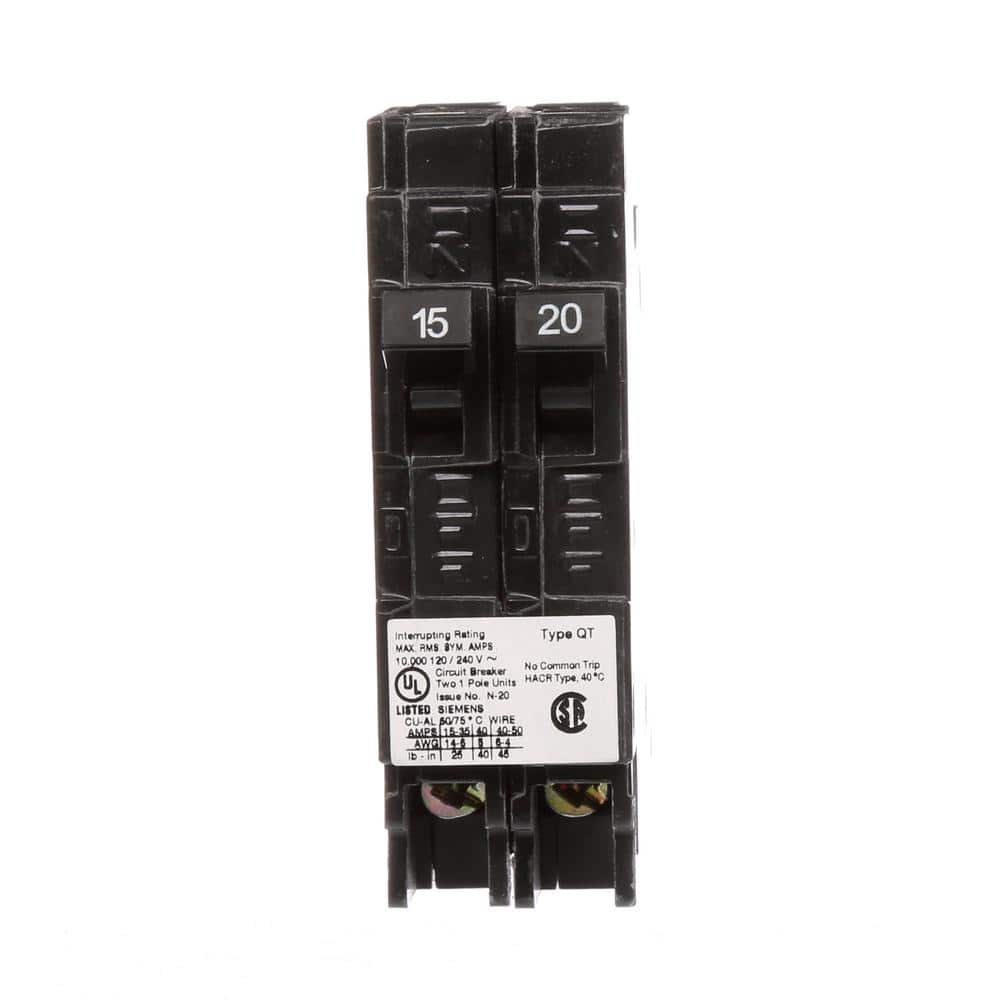 Siemens 15/20 Amp Single Pole Tandem NCL Type QT Circuit Breaker