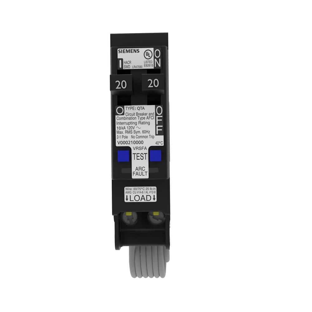Siemens 20 Amp 120-Volt 1-Pole Tandem CAFCI Type QTA Circuit Breaker