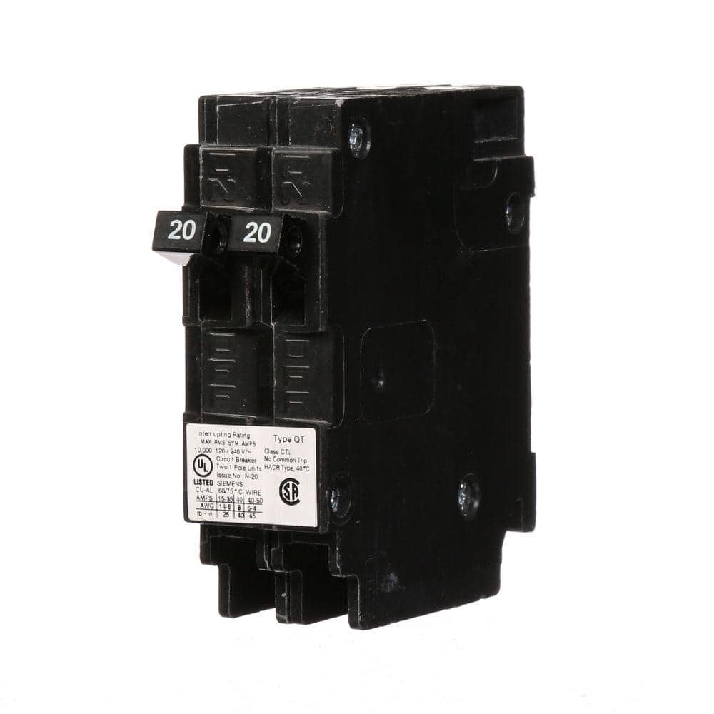 Siemens 20 Amp Tandem Single Pole Type QT Circuit Breaker