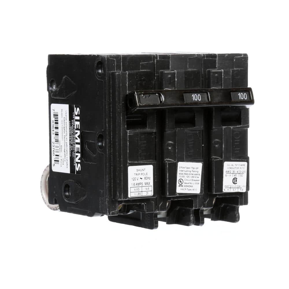 Siemens 100 Amp Double-Pole Type QP Circuit Breaker with 120-Volt Shunt Trip