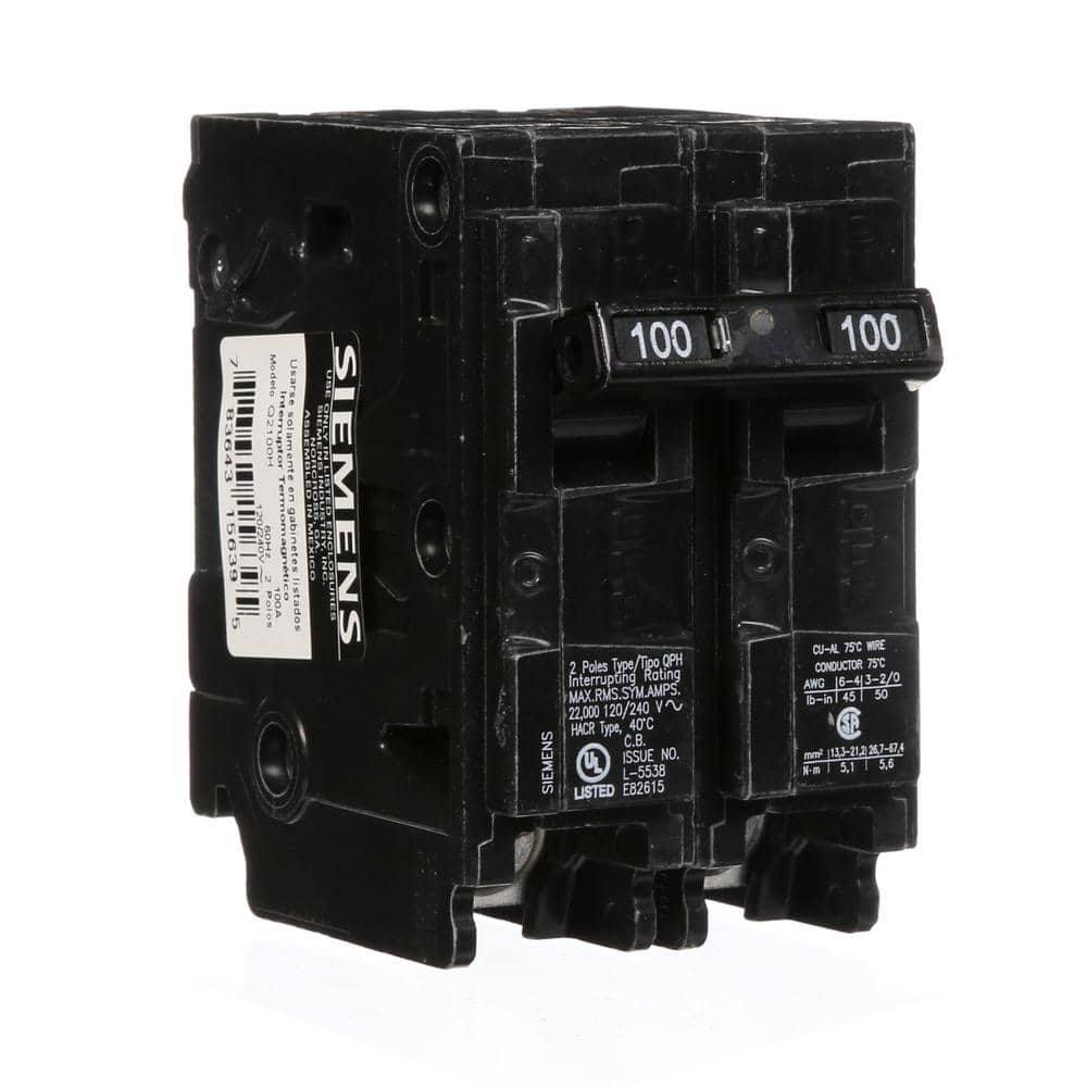 Siemens 100 Amp Double-Pole Type QPH 22kA Circuit Breaker