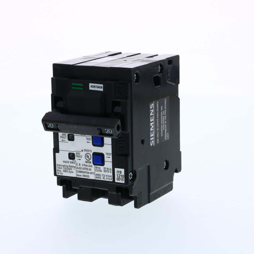 Siemens 20 Amp 2-Pole Combination Type AFCI Plug-On Neutral Circuit breaker