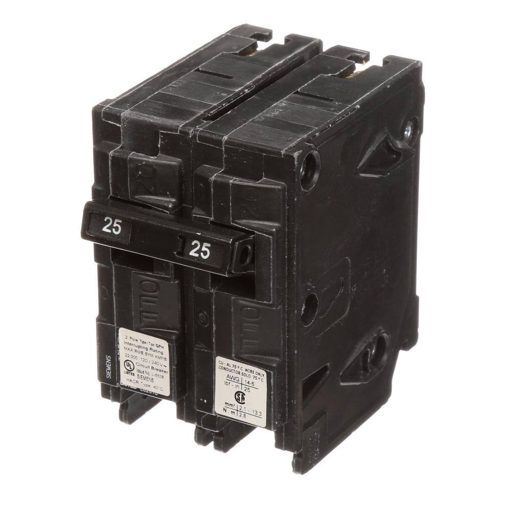 Siemens 25 Amp 2-Pole QPH 22 kA Circuit Breaker