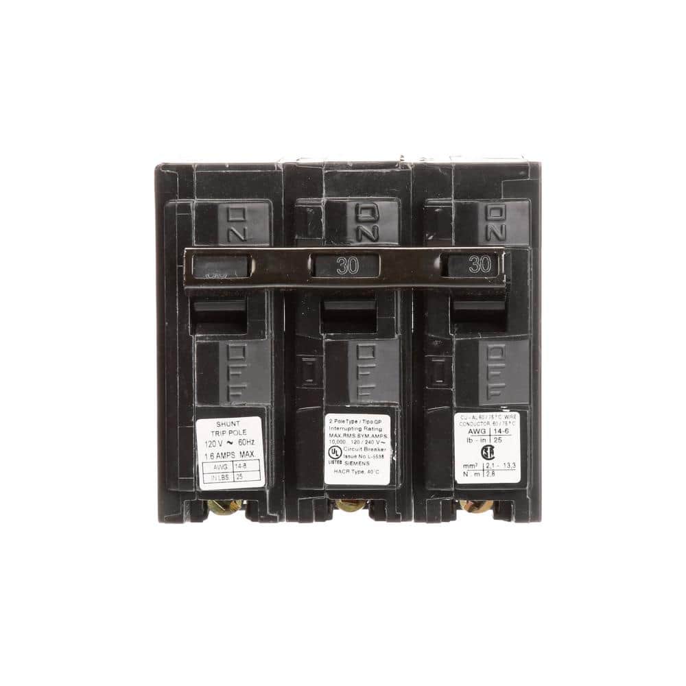 Siemens 30 Amp 2-Pole QP 10 kA Circuit Breaker with Shunt Trip