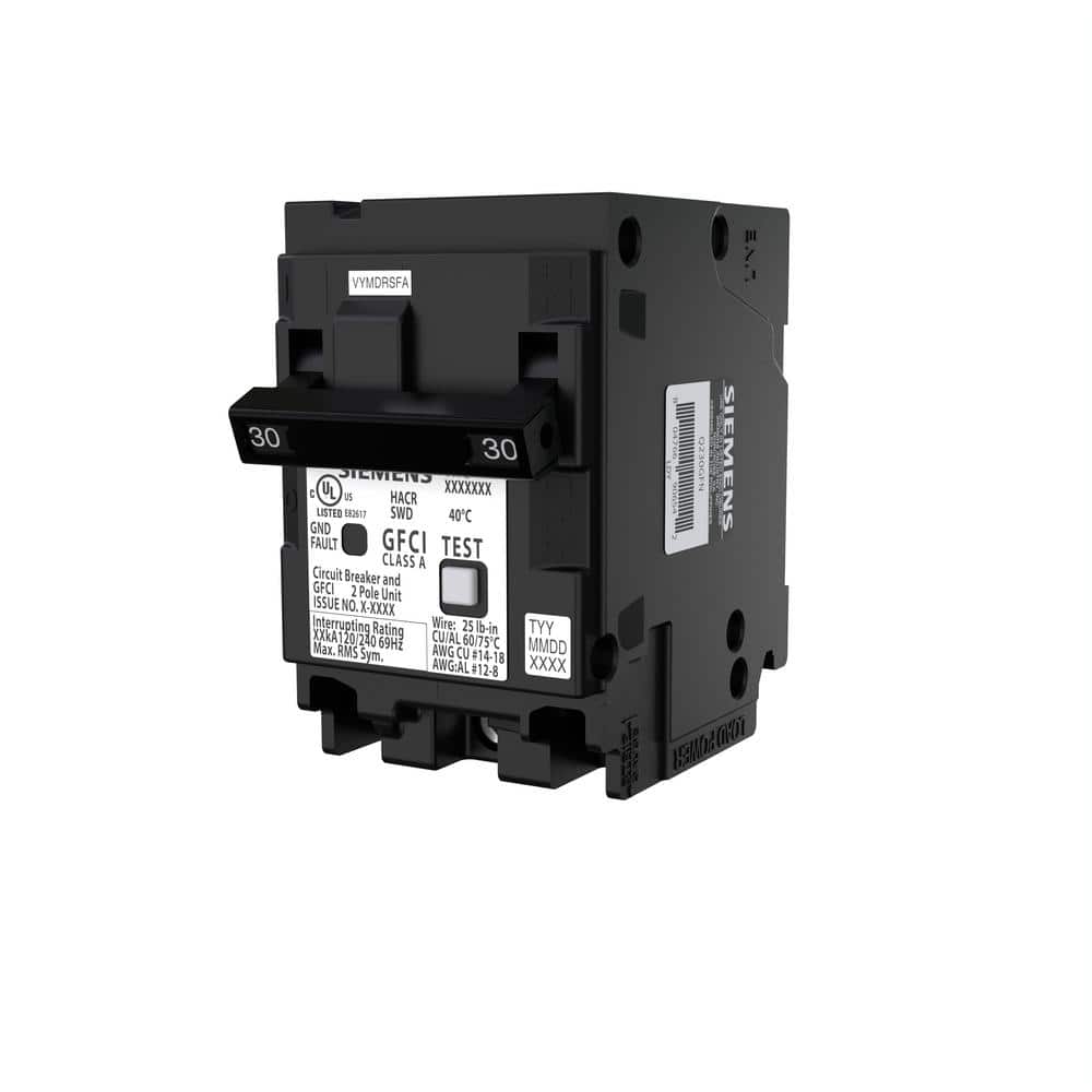 Siemens QPFBN 30 Amp 2-Pole GFCI Plug-On Neutral Circuit Breaker