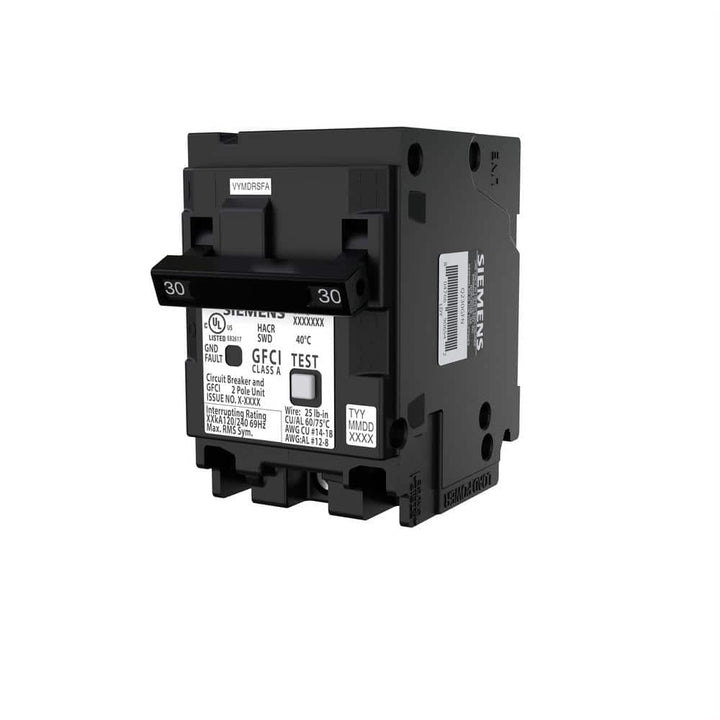 Siemens QPFBN 30 Amp 2-Pole GFCI Plug-On Neutral Circuit Breaker