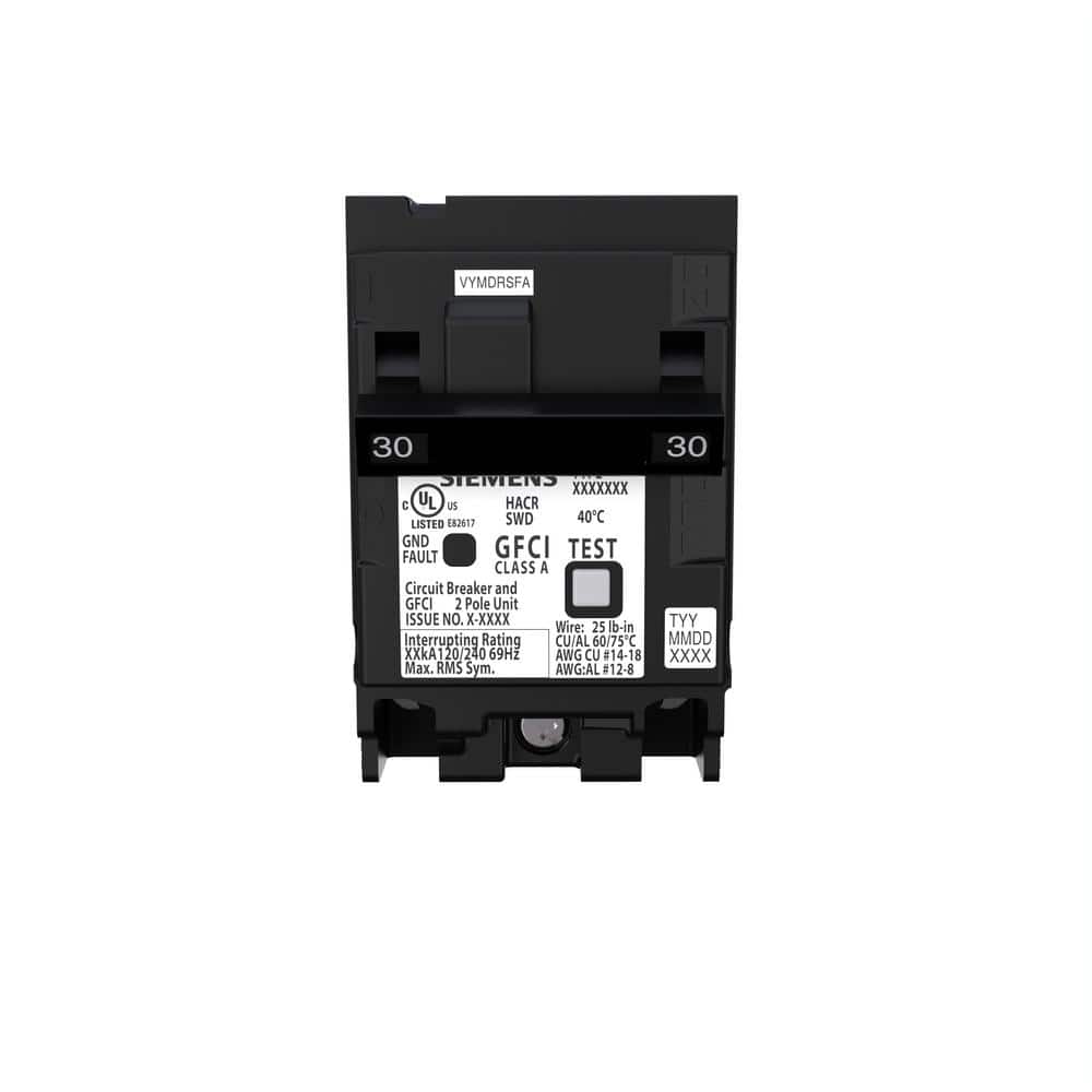Siemens QPFBN 30 Amp 2-Pole GFCI Plug-On Neutral Circuit Breaker