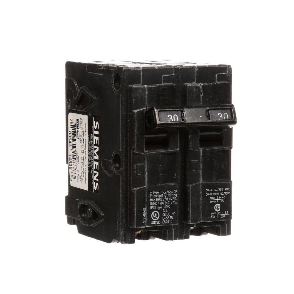 Siemens 30 Amp Double-Pole Type QP Circuit Breaker