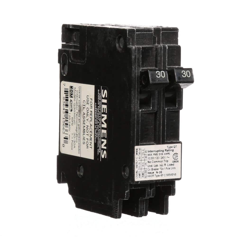 Siemens Two 30 Amp Single-Pole Circuit Breaker Non-Current Limiting