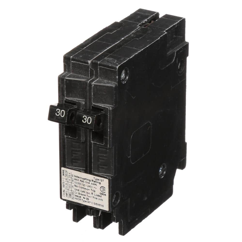 Siemens Two 30 Amp Single-Pole Circuit Breaker Non-Current Limiting