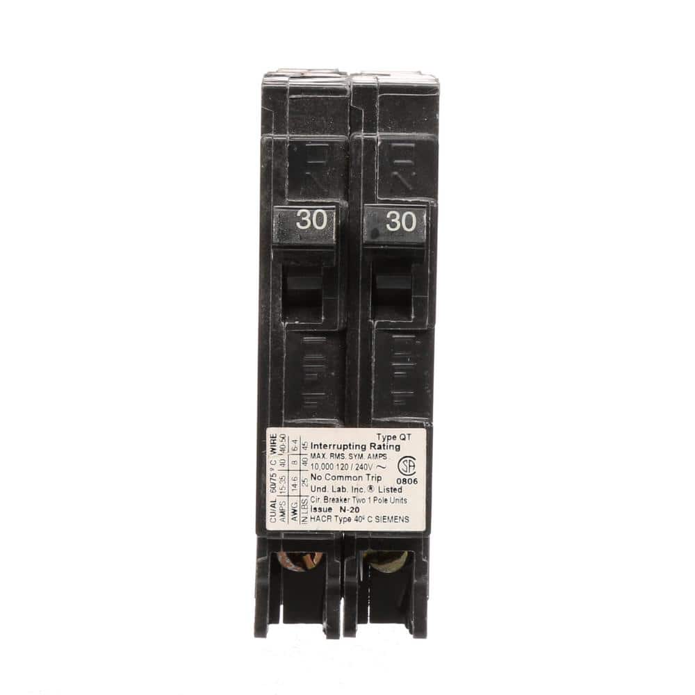 Siemens Two 30 Amp Single-Pole Circuit Breaker Non-Current Limiting